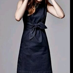 Anthropologie Holding Horses Blue Denim Tie Front Zip Back Sleeveless Dress XXS